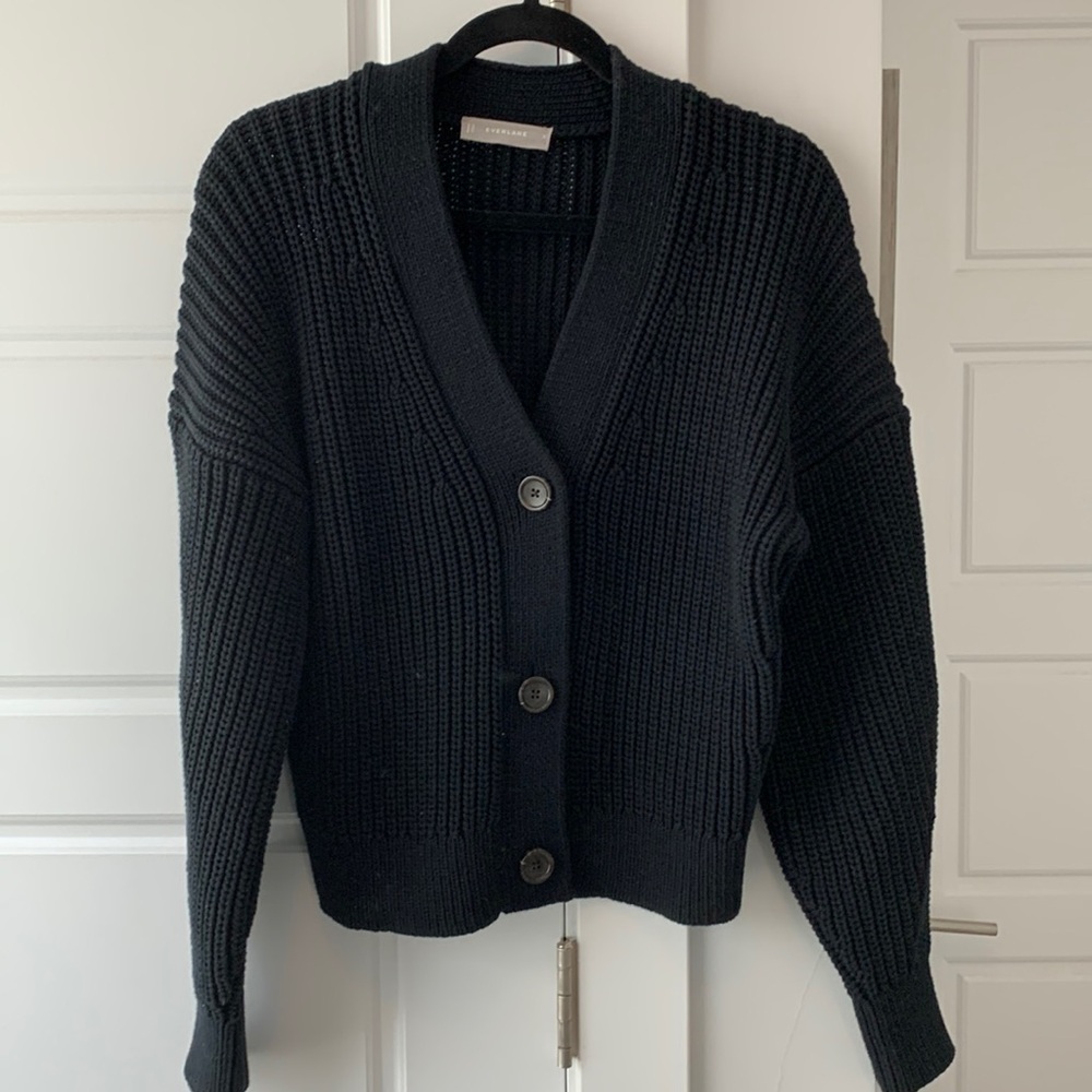 Everlane The Texture Cotton Cardigan - Black